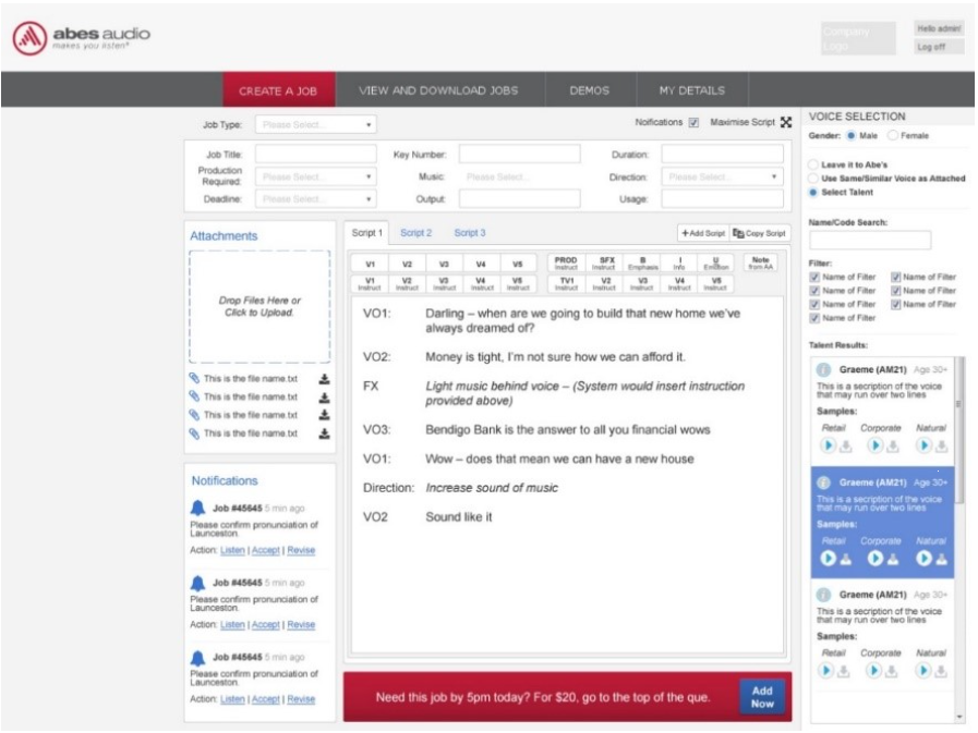 Abes Audio - Audio Production Management System